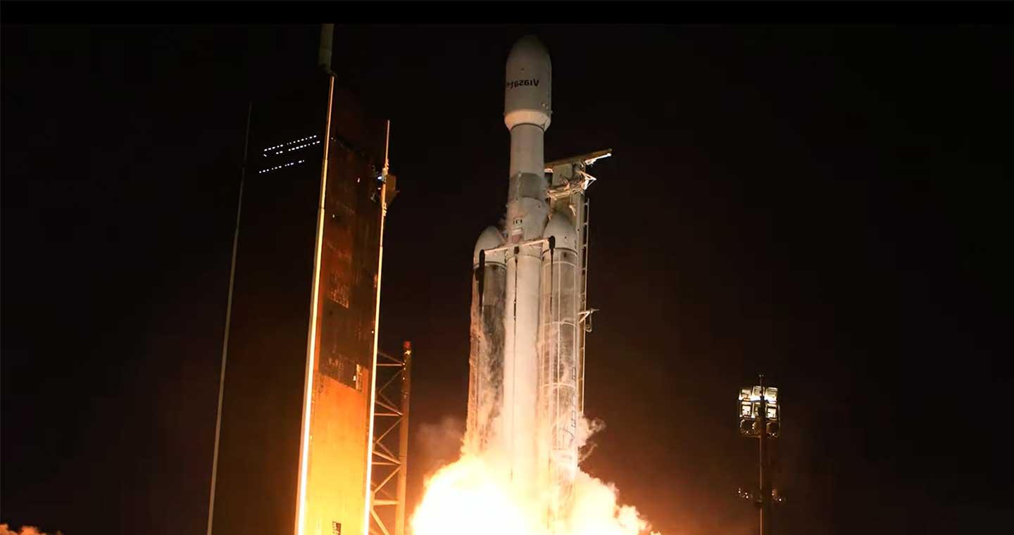 The ViaSat-3 payload lifts off from Kennedy Space Center